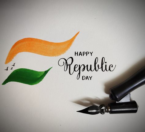 Republic day Happy Republic Day Calligraphy, Republic Day Calligraphy, Slogan Writing, Independence Day Drawing, Lettering Guide, Independence Day India, Calligraphy For Beginners, Happy Republic Day, Diwali Decor