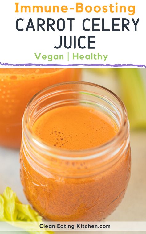 This healthy Immune Boosting Carrot Celery Juice is perfect for when you're trying to avoid getting sick. This recipe is also great when you want to use up extra produce. Try this delicious juice recipe today. Carrot Celery Juice, Cucumber Juice Benefits, Carrot Ginger Juice, Vegetable Juice Recipes, Detox Juice Recipes, Cucumber Juice, Juicing Benefits, Celery Juice, Carrot And Ginger