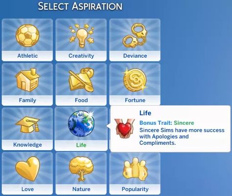 Living Life Aspiration (Custom Aspiration) - The Sims 4 Catalog Sims Aspirations, Sims Traits, Sims 4 Jobs, Die Sims 4, Sims 4 Traits, Sims 4 Cas Mods, Sims 4 Cc Kids Clothing, Sims Packs, The Sims 4 Pc