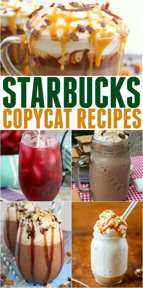 Starbucks Copycat Drink Recipes you'll love.  Not only are they delicious, you can enjoy them in your PJs! Easy Starbucks Drinks, Copycat Drinks, Starbucks Copycat Recipes, Drinks To Make At Home, Copycat Drink Recipes, Copycat Starbucks Drinks, Healthy Starbucks Drinks, Most Popular Desserts, Copycat Starbucks Recipes