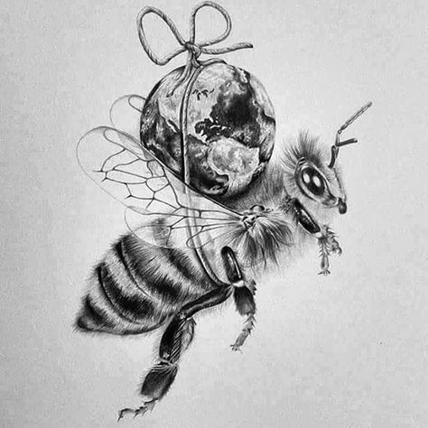 Bee Sanctuary, Art Bizarre, Wild Bees, Muster Tattoos, Bee Tattoo, Bee Friendly, Desenho Tattoo, Bee Art, Arte Sketchbook