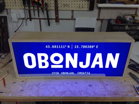 www.obonjanisland.com Bespoke Signs designed and built by JONA DESIGN. www.jonadesign.co.uk.            We craft beautiful signs for businesses that want to stand out in the crowd.                              #lightbox #signs #bespoke #style #shop #popup #branding #advertise #dj #music #gorgoncity #recordlabel #cool #wedding #foodtruck #storesign #store #jonadesign #neon #logo Neon Box Design Ideas, Store Signs Design, Lightbox Sign, Lightbox Signage, Acrylic Logo, Led Store, Light Box Sign, Retail Signage, Cool Wedding