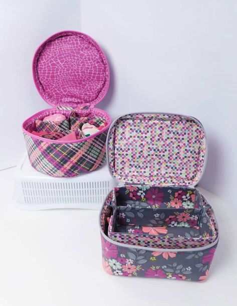 Make the Organizer Duo for Travel and Storage ABQ-194 Train Case Sewing Pattern, Travel Bag Sewing Pattern, Travel Bag Sewing, Sewing Supplies Organization, Christian Singles, Yarn Tote, Sew Bags, Mug Rug Patterns, Sewing Supplies Storage