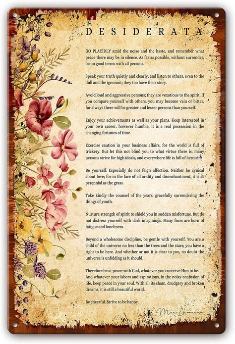 Pictures For Bathrooms, Farm Pasture, Desiderata Poem, Poem Poster, Modern Decorations, Artwork For Bedroom, Poem Art, Botanical Sketchbook, Bedroom Painting