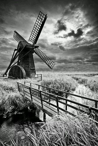 Black White Photos Art, Windmill Landscaping, Beauty Fotografie, Norfolk England, White Landscape, Black And White Landscape, Black And White Photograph, White Pictures, Photo Vintage