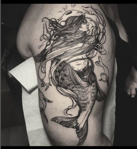 selkie tat by @drawingwolfink Selkie Tattoo, Thanks So Much, New Tattoos, Skull Tattoo, Art Tattoo, Tatting, Tattoo Designs, Instagram Profile, Instagram Photos