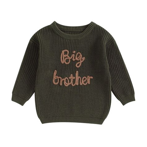 PRICES MAY VARY. MATERIAL: Our baby sweater is made of high quality 95% cotton and 5% polyester,ultra soft,skin-friendly,durable and not easy to deform,good breathability,and comfortable to wear DESIGN: Baby boys sweater is letter embroidery,crew neck,long sleeve design,loose fit,pretty and fashionable,can make your baby more cute and get more compliments OCCASIONS: toddler boy sweater is suitable for party,camp,travel,picnics,photograph,school,birthday,indoor,outdoor,halloween,christmas,thanksg Brother Matching Outfits, Boys Knit Sweaters, Toddler Outerwear, Sweatshirt Romper, Big Brother Little Brother, Baby Boy Sweater, Baby Boy Knitting, Cool Baby, Boys Knits