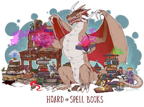 Dragon Hoards, Cats Food, Spell Books, Dragon Artwork, Cute Dragons, Mythical Creatures Art, Mythological Creatures, Fantasy Dragon, Mystical Creatures