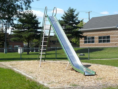 Old Playground equipment | Flickr - Photo Sharing! Old Playground, Early 2000s Trends, School Playground Equipment, Playground Slide, 1980s Childhood, Childhood Memories 70s, School Playground, Metal Slide, Monkey Bars