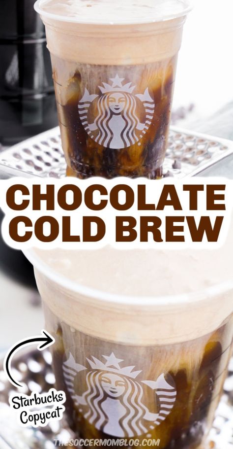 Cold Brew Coffee Recipe Flavored, Starbucks Cold Brew Recipes, Chocolate Cream Cold Brew, Chocolate Cold Brew, Copycat Drinks, Starbucks Chocolate, Starbucks Mocha, Ninja Coffee Bar, Cold Brew Coffee Recipe