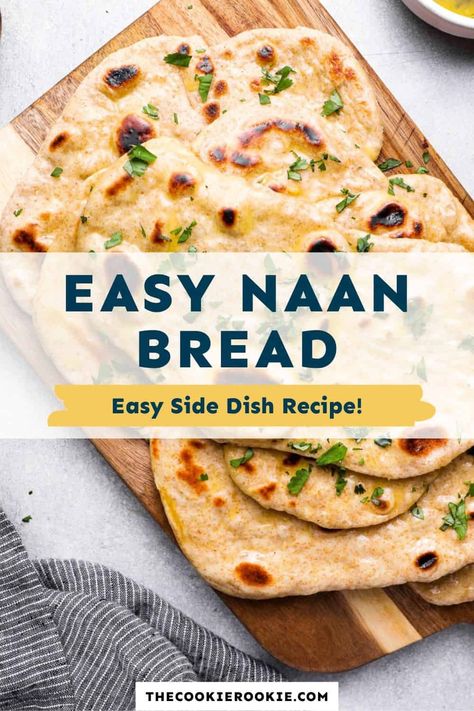 Homemade Naan Bread is so soft, chewy, and perfect for topping with garlic ghee! It's so easy and rewarding to make this flatbread at home instead of buying a lackluster store-bought package of it. In just a little over an hour, you can have your very own Naan Bread ready to serve! Naan Bread Recipe Easy Yogurt, Nann Bread Recipes Quick, Nann Bread Recipes, Naan Bread Recipe Easy, Quick Naan, Easy Naan Bread, Nan Bread, Tika Masala, Make Naan Bread