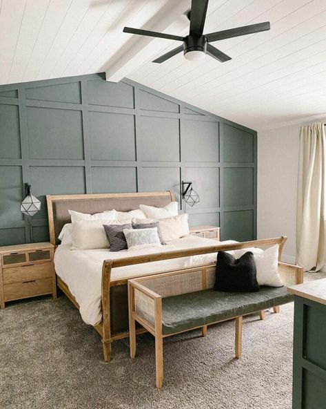 5 Ceiling Paint Colors We Love | Tinted Master Bedrooms Evergreen Fog, 2023 Bedroom Paint Color Trends, Sherwin Williams Master Bed, Evergreen Fog Sherwin Williams Accent Wall, Evergreen Fog Sherwin Williams Bedroom, Evergreen Fog Accent Wall, Evergreen Fog Bedroom, Evergreen Fog, Pewter Green