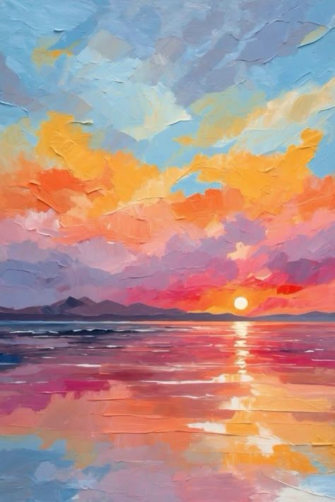 Painting With Pastel Colors, Paint Swatch Art, Poster Color Painting, Sun Painting, Abstract Painting Techniques, Phone Art, Landscape Art Painting, Sea Painting, Sunset Painting