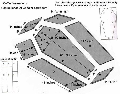 Make Your Own Coffin For Halloween!  It's not too difficult to make a coffin out of cardboard, wood or even styrofoam. Coffin Plans, Dekorasi Halloween, Koti Diy, Casa Halloween, Halloween Fest, Halloween Coffin, Halloween Prop, Halloween Tattoo, Halloween Yard