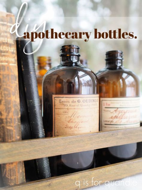 diy apothecary bottles. – q is for quandie Diy Apothecary, Kombucha Bottles, Apothecary Labels, Sidewalk Sign, Glass Apothecary Jars, Tooth Extraction, Amber Bottles, Apothecary Bottles, Pickle Jars