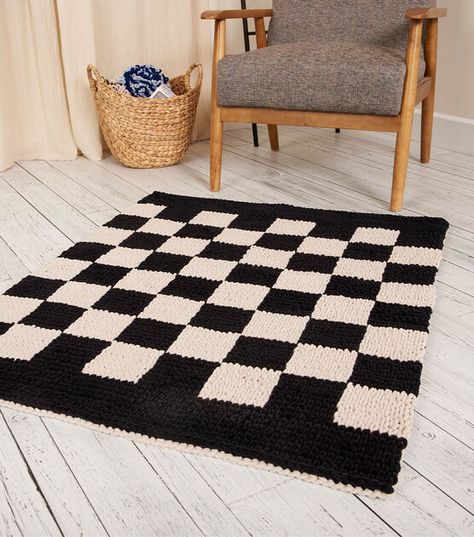 How To Make Bernat Alize Blanket EZ Graph-it Checkerboard Rug Online | JOANN Bernat Alize, Checkered Rugs, Checkerboard Rug, Viking Sewing, Checkered Rug, Needle Crafts, Party Entertainment, Skin Nails, Joanns Fabric And Crafts