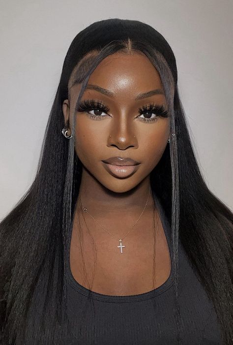 Different Makeup Looks For Black Women, Dark Skin Glam Makeup, Dark Skin Girl Makeup, Vampy Makeup For Black Women, Wig Vendors, Church Makeup, Flawless Face Makeup, Vendor List, Soft Makeup Looks