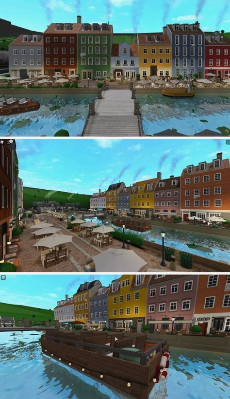 Buildings of the best creators Gamepass needed＾ Bloxburg Towns, City Bloxburg, Bloxburg Ids, Blocksburg Ideas, 3d Practice, Bloxburg House Builds, Modern Mansions, Cottage House Exterior, Bloxburg Town