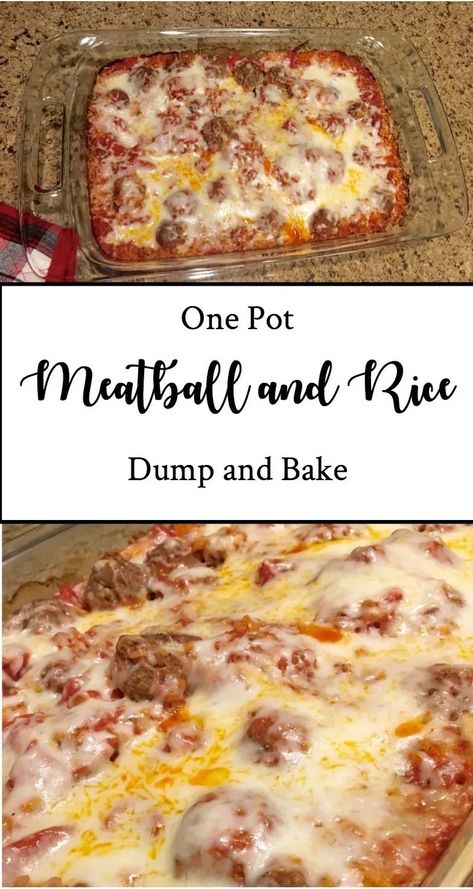 Meatball And Rice, Dump And Bake, Meatballs And Rice, Meatball Dinner, Meat Meals, Baked Dinner, One Pot Meal, Easy One Pot Meals, Dinner Appetizers