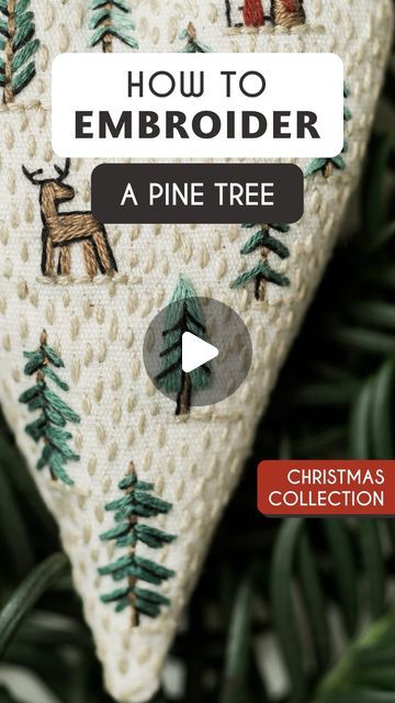 Stella Caraman | Embroidery Patterns & Tutorials on Instagram: "🎄Let’s embroider a pine tree in under 30 seconds.

🪡 I used Satin Stitch with 3 strands and 1 strand for the small details. To get the triangular shape, I “fanned” the stitches—this works when one side is wider than the other, by adding short stitches between long ones.

🪡 The smaller details are done with Straight Stitch using 1 strand, a basic stitch every beginner learns.

Are you ready to try it?👇" Embroidery Patterns Tutorials, I Did A Thing, Straight Stitch, Satin Stitch, Embroidery Tutorials, Embroidery And Stitching, Punch Needle, Pine Tree, Embroidery Art