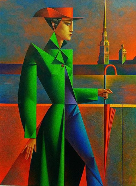 Georgy Kurasov, Cubist Artists, Human Painting, Dynamic Painting, Art Deco Paintings, Spiritual Artwork, Artist Portfolio, 1920s Art Deco, Abstract Portrait