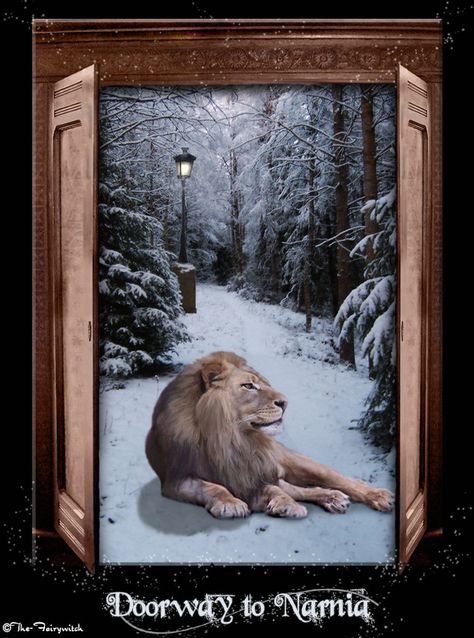 Doorway To Narnia by The-Fairywitch.deviantart.com on @DeviantArt Narnia Door Decoration, Narnia Painting Ideas, Narnia Wardrobe Art, Chronicles Of Narnia Painting, Frosted Window Design, Narnia Voyage Of The Dawn Treader, Narnia Lion, Narnia Wardrobe, Lion Witch Wardrobe