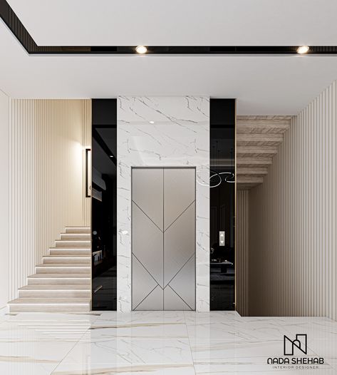 Lift Wall Cladding Design Granite, Lift Lobby Design Residential Modern, Lift Front Wall Design, Lift Lobby Design Residential, Lobby Design House, Lift Wall Cladding Design, Lift Cladding, Lobby Design Residential, Entrance Lobby Design