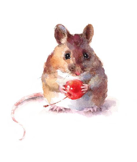 Quirky Watercolor, Heaven Book, Watercolour Christmas, Mouse Illustration, Watercolor Art Lessons, Cute Mouse, Watercolor Inspiration, Watercolor Animals, Christmas Watercolor