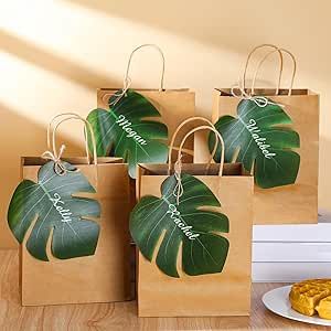 Dinifee Bachelorette Gift Bags Bulk Luau Gift Bags with Palm Leaves Hawaiian Gift Bags Tropical Gift Bags Artificial Monstera Kraft Paper Bridesmaid Bag for Wedding Hawaiian Party(24 Set) Luau Gift Bags, Hawaiian Gift Bag Ideas, Luca Party, Bachelorette Gift Bags, Bag For Wedding, Hawaii Theme, Hawaiian Gifts, Tropical Gifts, Hawaiian Luau Party