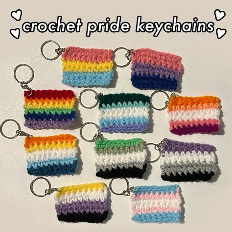 Crochet Pride Keychain, Diy Lgbtq Crafts, Trans Diy Crafts, Trans Crochet Ideas, Crochet Pride Ideas, Diy Pride Flag, Crochet Gift For Dad, Pride Crochet Ideas, Trans Crochet