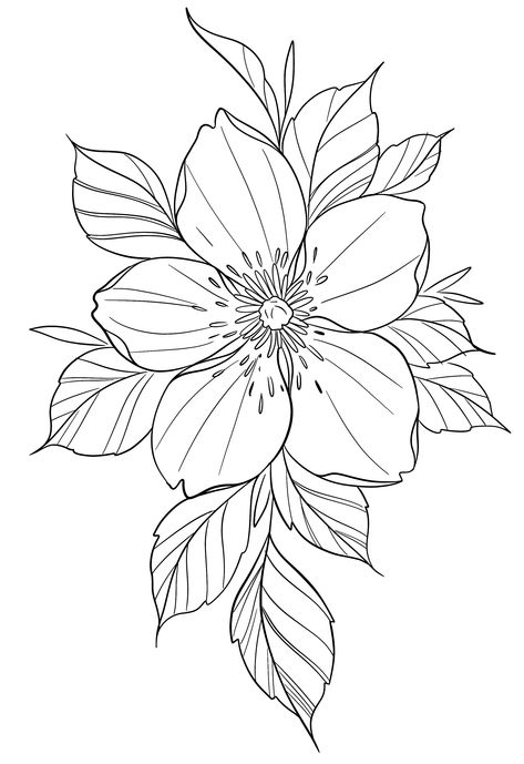 Tattoo Flower Designs, Traceable Drawings, Floral Drawing Design, Lineart Flowers, Ankle Tattoo Ideas, Dragon Tattoo Drawing, Flower Tattoo Drawings, Flower Pattern Drawing, Fabric Paint Diy