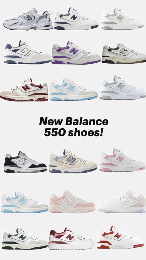 #newbalance #sneakers #differentcolors #550 #newbalance550 #inspo #sneakersinspo #sneakers #y2k #y2ksneakers #fyp #new #balance #shoes #shoesinsporation New Balance 550 Shoes, Sneakerhead Room, Zapatillas New Balance, New Balance Outfit, Pretty Shoes Sneakers, Shoe Wishlist, Nike Shoes Jordans, Hype Shoes, Girly Shoes