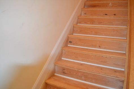 Quarter Round Molding Installation Quarter Round On Stairs, Stair Treads And Risers, Stairs Treads And Risers, Stairs Covering, Wood Stair Treads, Stair Tread Covers, Quarter Round Molding, Parts Of Stairs, Treads And Risers