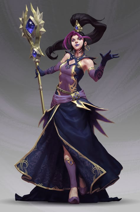 Spellcaster Pose, Sorcerer Outfit, Sorceress Outfit, Fantasy Sorceress, Female Wizard, Donating Hair, Female Character Concept, Concept Art Character, Wow Art