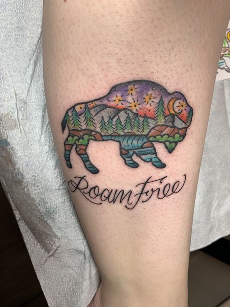 Bison Tattoo Ideas For Women, Buffalo Tattoo Feminine, Bison Tattoo Ideas, Buffalo Tattoo Ideas, Buffalo Tattoos, Area Code Tattoos, Grave Tattoo, Bison Tattoo, Buffalo Tattoo