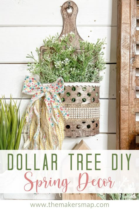 Spring Craft Ideas To Sell, Dollar Tree Spring Crafts, Dollar Tree Farmhouse Decor Diy, Diy Spring Decor, Spring Diy Projects, Dt Crafts, Diy Spring Crafts, Faux Metal, Easy Decor