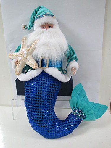 December Diamonds Christmas Large Blue Soft Santa Merman King Neptune Decoration Christmas Luau, Mermaid Christmas Tree, King Neptune, Beach Christmas Decorations, Florida Christmas, Mermaid Christmas, Coastal Christmas Decor, Hawaiian Christmas, Mermaid Ornament