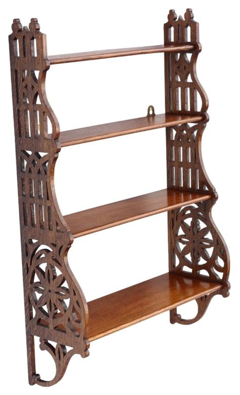 Gothic Shelves, Oak Bookcase, Bookcase Wall, Bookcase Shelves, Victorian Gothic, Antique Victorian, Natural History, Antique Furniture, Wall Shelves