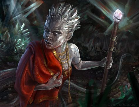 ArtStation - Ena the crystalline elemental Crystal Genasi, Earth Genasi Female Dnd, Crystal Character Design, Dnd Pictures, Genasi Female, Crystal Creature, Earth Genasi, Crystal Ideas, Dnd Dragonborn