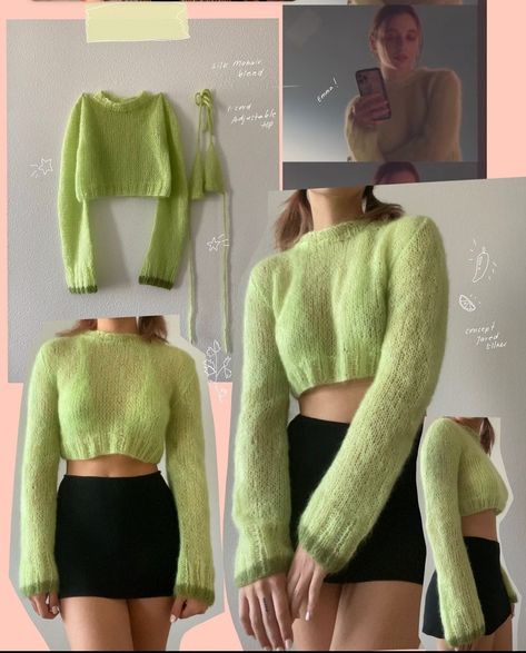 Knit Fashion Pattern, Instruções Origami, Mohair Knit, Crochet Fashion Patterns, Diy Crochet Projects, Clothes Crafts, Summer Knitting, Knitting Tutorial, Knit Outfit