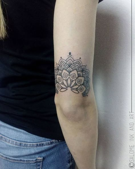 Koi Meaning, Half Mandala Tattoo, Mandala Arm Tattoos, Dotwork Tattoo Mandala, Dragon Tattoo Arm, Tattoos Dragon, Tattoo White, Elbow Tattoo, Tattoos Matching