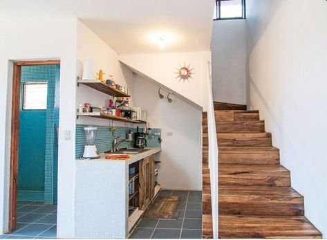 Kitchen Under Stairs Inspiration — Eatwell101 Kitchen Under Stairs, Wickes Kitchens, Small Kitchenette, Stairs In Kitchen, Model Dapur, Space Saving Kitchen, Small Kitchens, Diy Stairs, Farm Kitchen