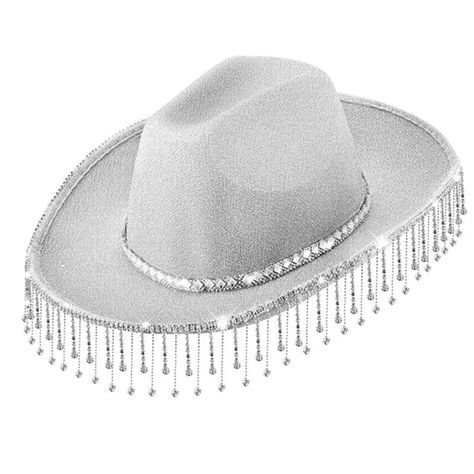 Glittering Cowboy Hat Rhinestones Fringed Brimmed Hat Women Photography Headgear Features: Stand outfrom the crowd with this stylish cowboy hat adorned with sparkling rhinestones and trendy tassels. Made from great quality fabric, this hat is not only comfortable but also durable, ensuring long lasting wear. Designed for fashion forward women andindividuals who appreciate accessories. Perfect for various occasions such as travel, shopping, and parties, this hat can be paired with casual or summer outfits effortless. Expressing your unique style and make a statement with this eye catching hat that combines elegant with a touch of edginess. Specifications: Product Dimension: Approx. Hoods size 55-60cm/21.65-23.62inch Material: Fabric Style Option: Pink/Silver/Black Package Includes: 1x Rhine Silver Cowgirl Hat, Diamond Cowgirl, Party Wear For Women, Office Area, Brimmed Hat, Women Photography, Cowgirl Hat, Chappell Roan, Travel Shopping