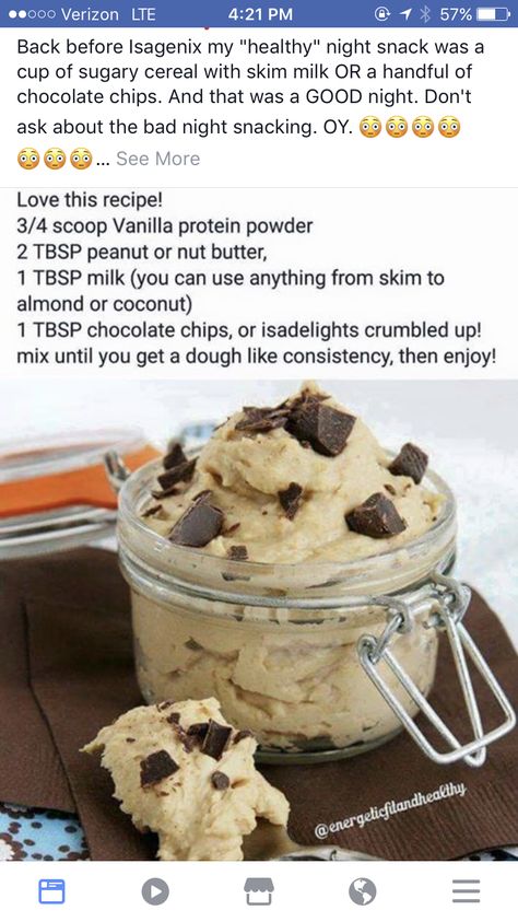 Healthy Night Snacks, Protein Before Bed, Night Time Snacks, Cookie Brownie, Arbonne Recipes, Healthy Bedtime Snacks, Protein Cookie Dough, Healthy Protein Snacks, Paleo Life