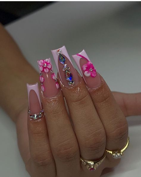 Pink Nails With Cherry, Nails With Cherry Design, Freestyle Nail Designs, Medium Square Acrylic Nails, Nails With Cherry, Cherry Design, 2024 Nails, Lavender Nails, Drip Nails