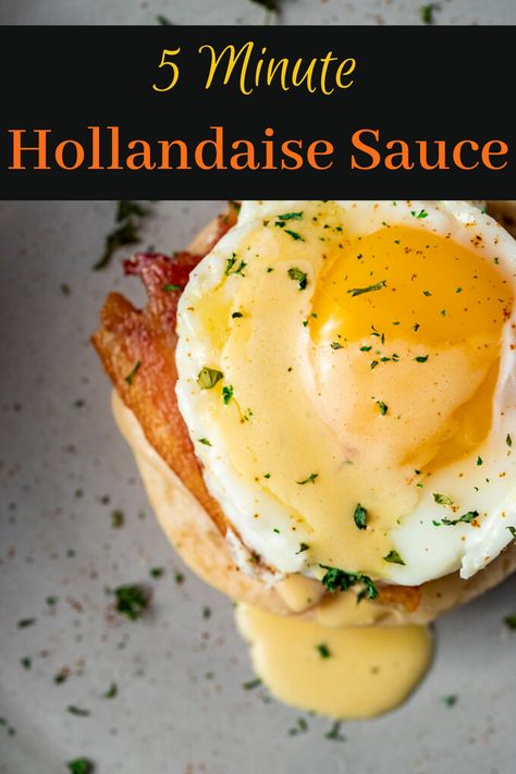 Easy Hollandaise Sauce For One, Easy Blender Hollandaise Sauce, No Blender Hollandaise Sauce, Hollandaise Sauce Easy Immersion Blender, Immersion Blender Recipes, Asparagus Poached Egg Hollandaise Sauce, Blender Hollandaise, Easy Hollandaise, Easy Hollandaise Sauce