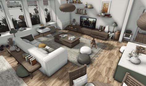 Clean Bloxburg House, Couch Ideas Bloxburg, Living Room Suburban, Suburban Living Room, Bloxburg Realistic Bedroom, Cute Living Room, Blocksburg Room Ideas￼, Small House Layout, House Decorating Ideas Apartments