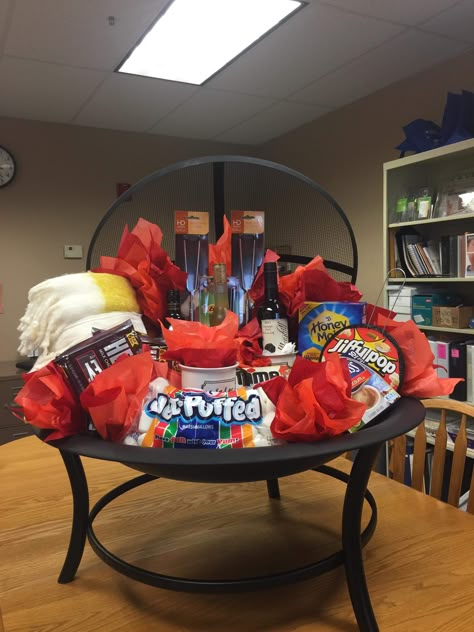 Campfire Raffle Basket Ideas, Camping Silent Auction Basket, Dental Raffle Basket Ideas, Sports Basket Ideas Silent Auction, Large Raffle Basket Ideas Fundraising, Date Night Auction Basket Ideas, Raffle Basket Ideas Fundraising Awesome, Stag And Drag Ideas Gift Baskets, Donation Gift Basket Ideas