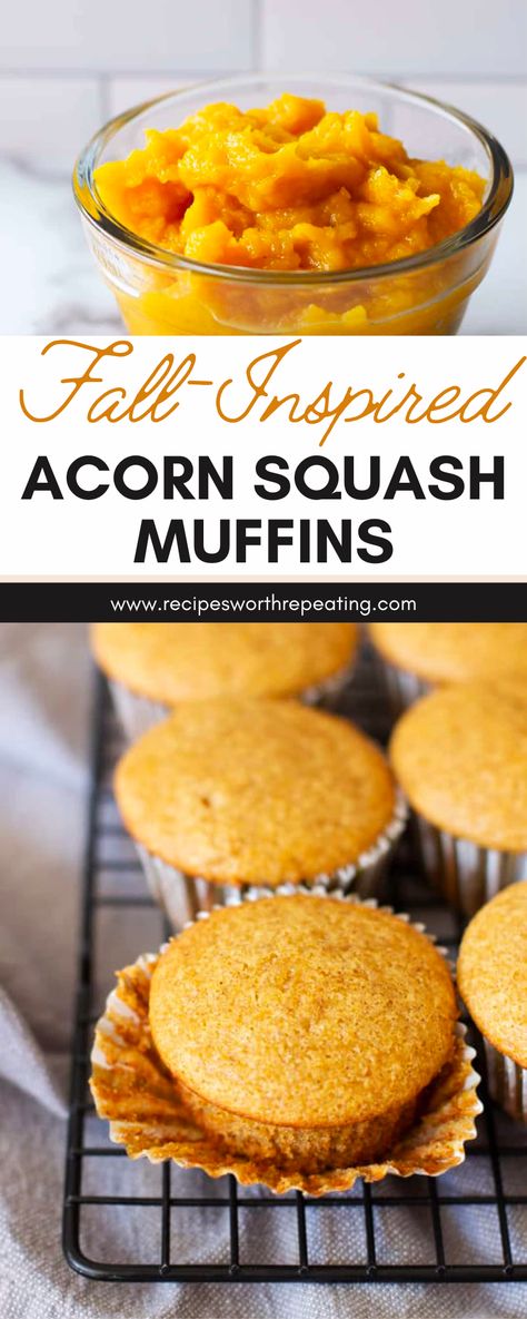 Acorn Squash Puree, Acorn Squash Recipes Healthy, Squash Muffins, Squash Roasted, Squash Bread, Roasted Acorn Squash, Breakfast Muffin, Squash Puree, Acorn Squash Recipes