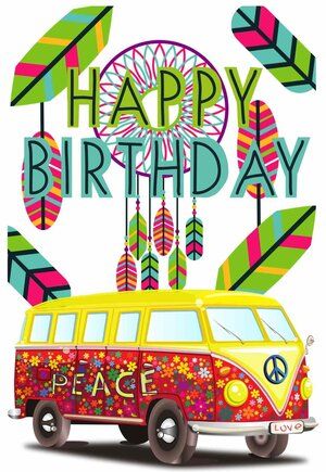 Hippie Birthday Cards Happy Birthday Hippie, Spiritual Birthday, Hippie Birthday Party, Free Stencils Printables, Hippie Birthday, Hippie Van, Hippie Chick, Birthday Message, Birthday Card Printable